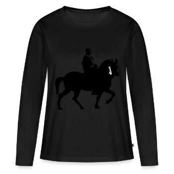 Pferd und Reiter | Ritter | Lanze Reiten Rüstung - Frauen Premium Bio Langarmshirt - Schwarz - Vorne - Julia (174cm)
