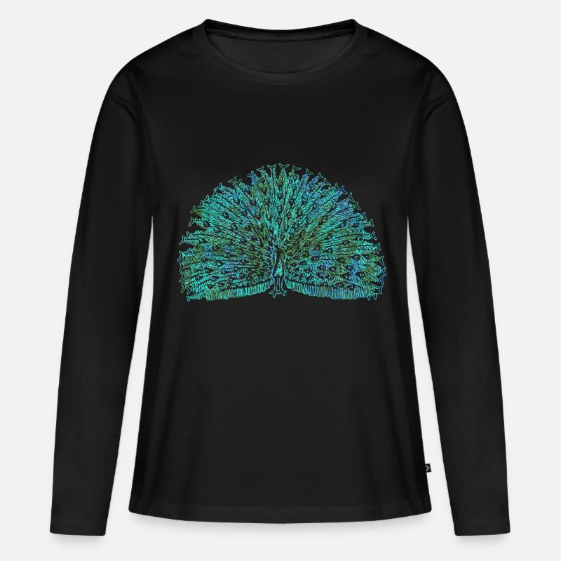 peacock - Women's Premium Organic Long Sleeve Shirt - black