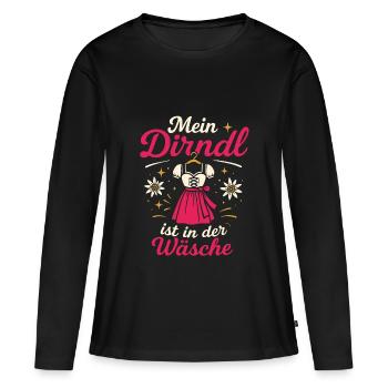Mein Dirndl Ist in der Wäsche Tracht Madl - Frauen Premium Bio Langarmshirt - Schwarz - Vorne - Julia (174cm)