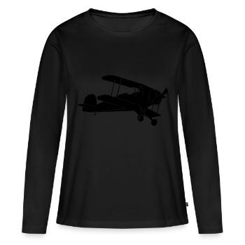 Bücker Jungmeister Pilot Flugzeug - T-shirt manches longues Premium bio Femme - noir - Devant - Julia (174cm)