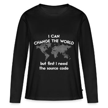 funny speech coding source code programmer - Women's Premium Organic Long Sleeve Shirt - black - Front - Julia (174cm)