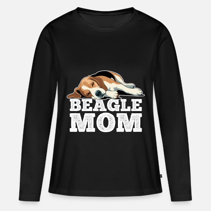 Beagle Mama - Frauen Premium Bio Langarmshirt - Schwarz
