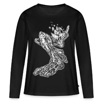 "Eclatement" (blanc) - T-shirt manches longues Premium bio Femme - noir - Devant - Julia (174cm)
