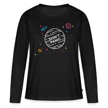 Don't Panic - Frauen Premium Bio Langarmshirt - Schwarz - Vorne - Julia (174cm)