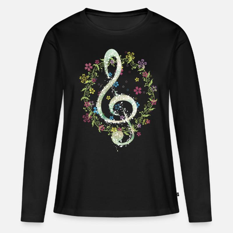 musical note - Women's Premium Organic Long Sleeve Shirt - black
