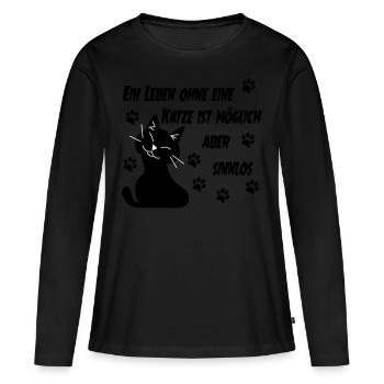 KATZE - KATZE - KATZE - KATZE - Frauen Premium Bio Langarmshirt - Schwarz - Vorne - Julia (174cm)