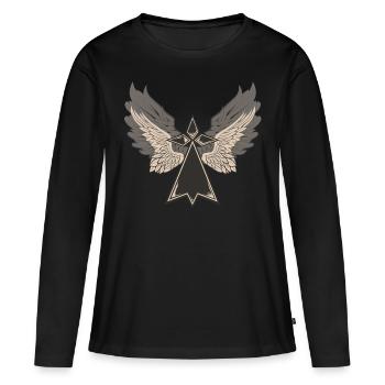 bretonische hermine Flügel bretonisch bzh Symbol breizh br - Frauen Premium Bio Langarmshirt - Schwarz - Vorne - Julia (174cm)