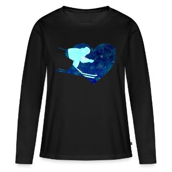 Skifahrer Skiurlaub - Frauen Premium Bio Langarmshirt - Schwarz - Vorne - Julia (174cm)