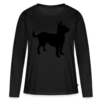 Chihuahua Hund Silhouette schwarz - Frauen Premium Bio Langarmshirt - Schwarz - Vorne - Julia (174cm)