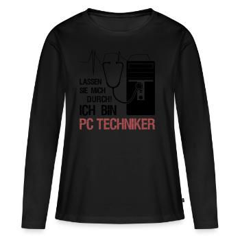 Technicien PC Stéthoscope Cadeau Technicien Système Informatique - T-shirt manches longues Premium bio Femme - noir - Devant - Julia (174cm)