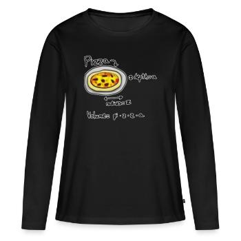 pizza mathe nerd - Frauen Premium Bio Langarmshirt - Schwarz - Vorne - Julia (174cm)