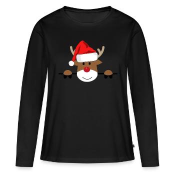 Rudolph - Frauen Premium Bio Langarmshirt - Schwarz - Vorne - Julia (174cm)