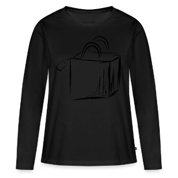 Illustrated shopping bag, shopping, shopping - Women's Premium Organic Long Sleeve Shirt - black - Front - Julia (174cm)