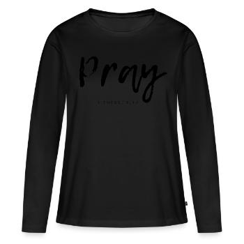 prier - T-shirt manches longues Premium bio Femme - noir - Devant - Julia (174cm)