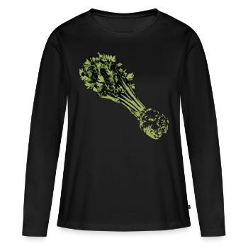 Caricature de céleri - T-shirt manches longues Premium bio Femme - noir - Devant - Julia (174cm)