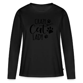 Crazy Cat Lady | Crazy cat lady | Black - Women's Premium Organic Long Sleeve Shirt - black - Front - Julia (174cm)