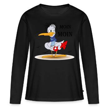good Morning - Women's Premium Organic Long Sleeve Shirt - black - Front - Julia (174cm)