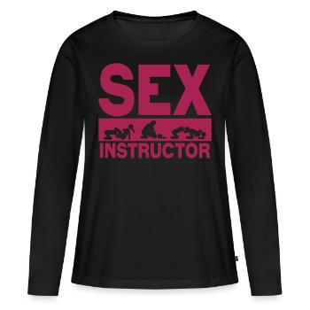sex instructor citation sexe couple position - T-shirt manches longues Premium bio Femme - noir - Devant - Julia (174cm)