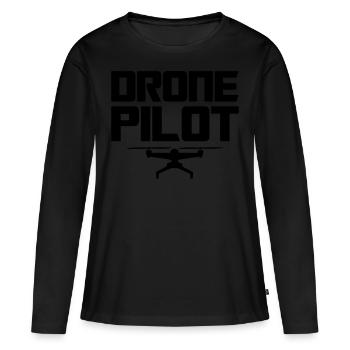 Drone Pilot Noir - T-shirt manches longues Premium bio Femme - noir - Devant - Julia (174cm)