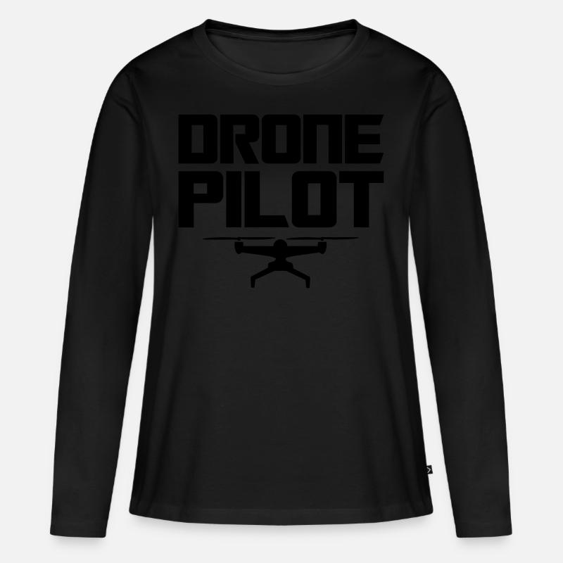 Drohne Pilot Schwarz - Frauen Premium Bio Langarmshirt - Schwarz
