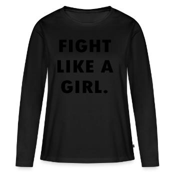 Fight like a Girl Fuck Cancer - T-shirt manches longues Premium bio Femme - noir - Devant - Julia (174cm)