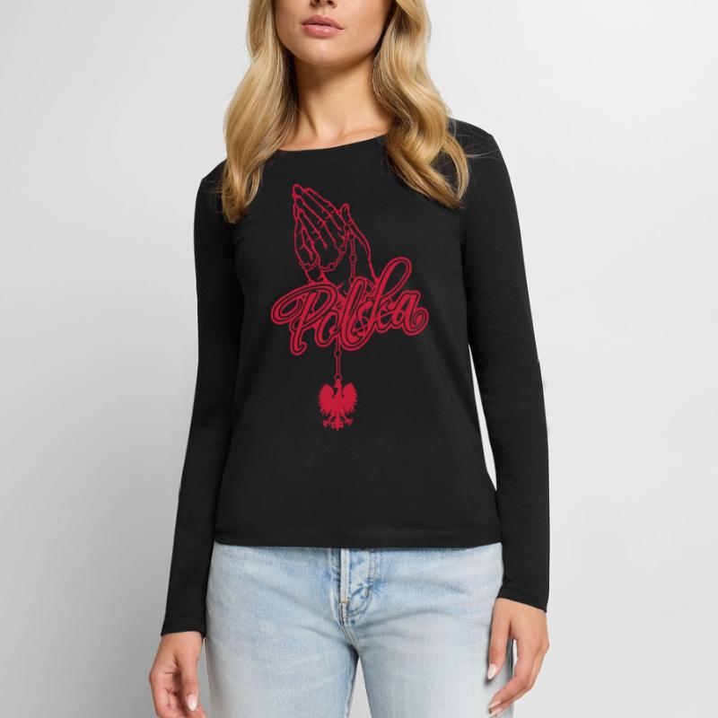 Praying Hands Polska Basic Frauen Premium Bio Langarmshirt