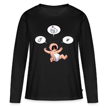 CD - Baby Kreisch Flasche Windel Schnuller Essen - - Frauen Premium Bio Langarmshirt - Schwarz - Vorne - Julia (174cm)