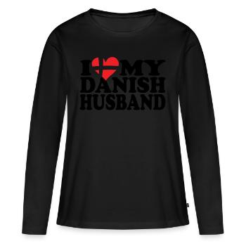 I Love my Danish Husband - Frauen Premium Bio Langarmshirt - Schwarz - Vorne - Julia (174cm)