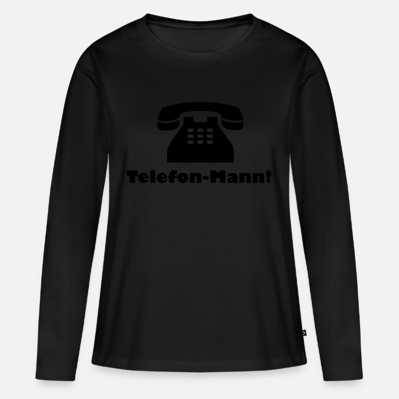 Telefon-Mann! - Frauen Premium Bio Langarmshirt - Schwarz