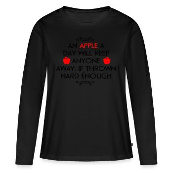 Apfel Zitat - Frauen Premium Bio Langarmshirt - Schwarz - Vorne - Julia (174cm)