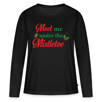 T-shirt de gui · Festive · Cadeau de Noël - T-shirt manches longues Premium bio Femme - noir - Devant - Julia (174cm)