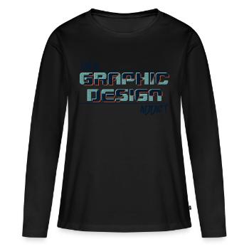 Je suis accro au graphisme - T-shirt manches longues Premium bio Femme - noir - Devant - Julia (174cm)