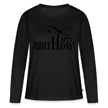 Joyeux anniversaire - T-shirt manches longues Premium bio Femme - noir - Devant - Julia (174cm)