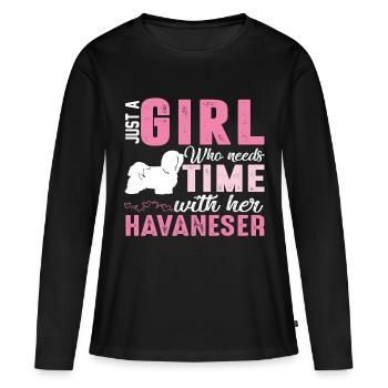havanais - T-shirt manches longues Premium bio Femme - noir - Devant - Julia (174cm)