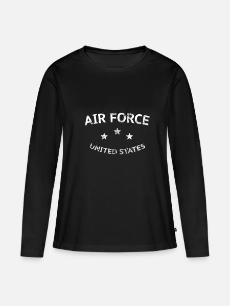AIR FORCE UNITED STATES - Frauen Premium Bio Langarmshirt - Schwarz