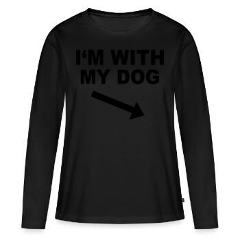 Chien - T-shirt manches longues Premium bio Femme - noir - Devant - Julia (174cm)