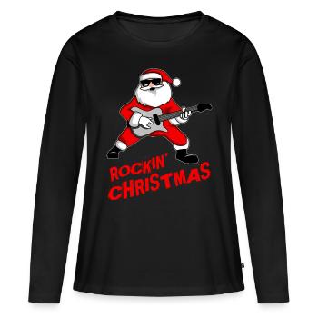 Rock n Roll Santa Christmas Christmas Guitar Gift - T-shirt manches longues Premium bio Femme - noir - Devant - Julia (174cm)