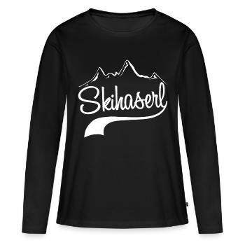 Skihaserl - Frauen Premium Bio Langarmshirt - Schwarz - Vorne - Julia (174cm)