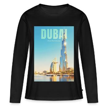 Horizon de Dubaï – Métropole du désert - T-shirt manches longues Premium bio Femme - noir - Devant - Julia (174cm)