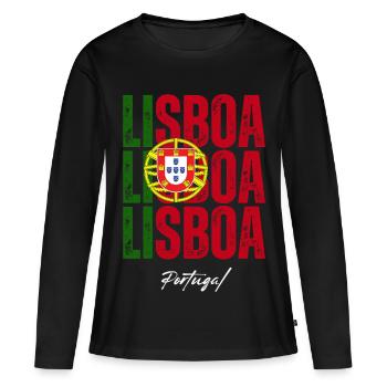 Lissabon, Portugal, Souvenir von Lissabon - Frauen Premium Bio Langarmshirt - Schwarz - Vorne - Julia (174cm)