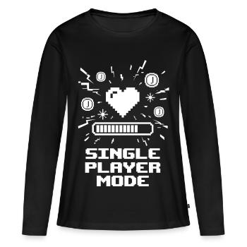 Cœur de joueur en mode solo - T-shirt manches longues Premium bio Femme - noir - Devant - Julia (174cm)