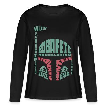 Star Wars: Mandalorian Helm Aus Schriftzügen - Frauen Premium Bio Langarmshirt - Schwarz - Vorne - Julia (174cm)