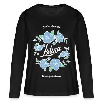 Latina Strength Floral Motif - Women's Premium Organic Long Sleeve Shirt - black - Front - Julia (174cm)