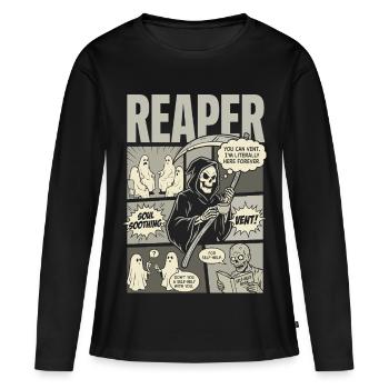 Reaper Self-Help Humour Conception - T-shirt manches longues Premium bio Femme - noir - Devant - Julia (174cm)