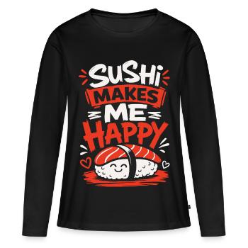 Le sushi me rend heureux - T-shirt manches longues Premium bio Femme - noir - Devant - Julia (174cm)