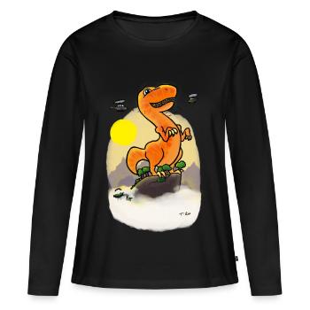 Dino au sommet de la montagne - T-shirt manches longues Premium bio Femme - noir - Devant - Julia (174cm)