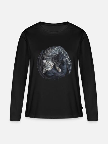 Yin & Yang Katzen - Geschenkidee - Kätzchen - süß - Frauen Premium Bio Langarmshirt - Schwarz