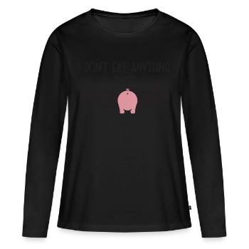 Ich esse nichts, das veganes AF-Geschenk kackt - Frauen Premium Bio Langarmshirt - Schwarz - Vorne - Julia (174cm)