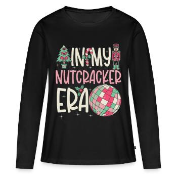 Weihnachten Xmas Spruch In My Nutcracker Era - Frauen Premium Bio Langarmshirt - Schwarz - Vorne - Julia (174cm)