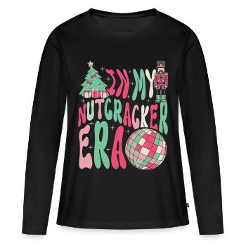 Weihnachten Xmas Spruch In My Nutcracker Era - Frauen Premium Bio Langarmshirt - Schwarz - Vorne - Julia (174cm)